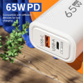 Miniatyrbillede 5 af 7: Hurtigoplader USB C, GaN PD 65W oplader, Samsung S22, S21, iPhone 14, 13, Xiaomi, Huawei, LG, Quick Charge 3.0 EU White