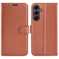 Samsung Galaxy A17 5G-deksel med litchitekstur og flippstativ [JUN] Brun
