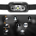 Miniatyrbild 2 av 5: 2-pack USB uppladdningsbar pannlampa, IPX6 vattentät, ultralätt superljus 160 lumen LED-huvudlampa med rörelsesensor och rött ljus