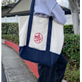 Miniatyrbild 4 av 5: Trader Joe's Återanvändbar Canvas Eco Tote Väska Shopping Heavy Duty Väska Blå Vit