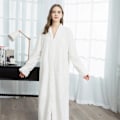 Pikkukuva 4 / 5: Vetoketjullinen aamutakki naisille, flanelli-fleece-takki, talvella lämmin kotitakk, yöpaita, tummansininen Navy Blue XL