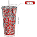 Pikkukuva 3 / 5: Bling-timanttikuvioitu juomapullo glitterillä ja kannella Red