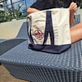 Miniatyrbild 3 av 5: Trader Joe's Återanvändbar Canvas Eco Tote Bag Shopping Kraftig Väska Blå Vit