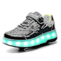 Miniatyrbillede 1 af 5: Dobbelthjul LED Lysende Sko Q7-yky.33 Sort[JUN] Black 33