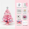 Kunstigt Mini Juletræ med LED-lys og Topstjerne til Skrivebords Julepynt Pink Tree + LED