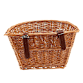 Miniatyrbillede 2 af 2: Retro, håndlavet cykelkurv i rattan med læderstropper_ NN[ch]