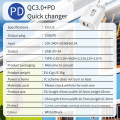 Miniatyrbillede 7 af 7: Hurtigoplader USB C, GaN PD 65W oplader, Samsung S22, S21, iPhone 14, 13, Xiaomi, Huawei, LG, Quick Charge 3.0 EU White