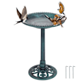 Miniatyrbillede 1 af 6: COSTWAY stående fuglefoderautomat, fuglebad med diameter 51 cm bakke, højde 72 cm, antik design grøn