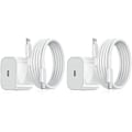 Miniatyrbilde 1 av 3: 2-pakning - Lader for iPhone - Hurtiglader - Adapter + Kabel 20W Hvit 2-pakning iPhone