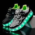 Miniatyrbillede 2 af 5: Dobbelthjul LED Lysende Sko Q7-yky.29 Sort[JUN] Black 29
