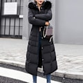 Miniatyrbilde 2 av 3: Vanntett Parkasjakke Trendy Kapp Dame Vinterjakke Bomull Vattert Varm Maxi Pufferjakke Dame Lange Rockar Parkasjakke Svart black 3XL
