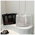 Miniatyrbillede 5 af 10: SORT Transparent Mesh Strandtaske, Håndholdt Indkøbstaske Black