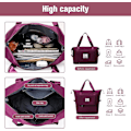 Miniatyrbillede 2 af 5: Foldbar Rejsetaske, Letvægts Vandtæt Håndbagage med Fast Rem, Tør-Våd Separation[JUN] navy purple