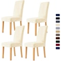 Miniatyrbild 1 av 5: Stolsöverdrag för matstolar, Hög Stretch Sammet Matstolsöverdrag Set om 4, Beige Stolsöverdrag för Kök, Hotell, Bröllop 4 st - WELLNGS