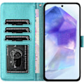 Miniatyrbillede 4 af 5: Pengepungsskal til Samsung Galaxy A55 5G, Premium PU Læder Magnetisk Flip Beskyttende Etui med Kortlomme Stativfunktion