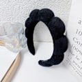 Miniatyrbild 1 av 5: Ansiktsrengöringshuvudband, 1 st Bubble Puffy Face Wash Headband för smink/hudvård, halkfri frottéhandduk (svart) black