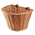 Miniatyrbillede 1 af 2: Retro, håndlavet cykelkurv i rattan med læderstropper_ NN[ch]