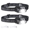 USB Oppladbar Hodelykt 2-pakning, 160 Lumen Bevegelsessensor & Rødt Lys[JUN]
