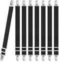 8 Pcs Sheet Clips, Adjustable Sheet Holders, High Elastic Fitted Sheet Straps with Clips, Sheet Fasteners Max Stretch 120cm Black