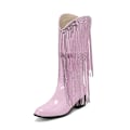 Pikkukuva 1 / 5: Metallisen cowboy-tyyliset naisten saappaat, pinkit, reunustetut Pink 38