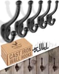 Rustika väggkrokar i gjutjärn för rockar, hattar och handdukar (5-pack)