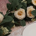 Miniatyrbillede 4 af 5: 2 stk kunstige champagne ros krans med efeublade kunstige rose kunstig blomst hængende kompatibel