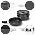 Miniatyrbillede 4 af 5: Bærbart Campingsætsæt med Foldbart Komfur, Non-Stick Pande & Gryde til Udendørs Madlavning & Picnic for 2