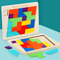 Miniatyrbild 1 av 2: Träpusselform Block Tangram Hjärnteaser Leksak Geometri Logik IQ-spel Färg Hjärta Color heart Large