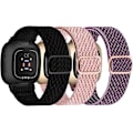 Miniatyrbilde 1 av 5: Elastiske nylonstropper som er kompatible med Fitbit Versa 4/versa 3/sense 2/sense - 3-pakning