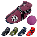 Miniatyrbilde 3 av 10: Varm vanntett jakke med sele for hund Vinter Komfortabel bomullsbekledning Vattert vest for små og mellomstore hunder Rød Red XL