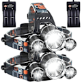 Miniatyrbillede 1 af 5: Led Pandelampe Genopladelig Pandelampe 6000 High Lumen Super Bright Pandelampe, 4 tilstande, Vandtæt Sensor Pandelampe Lommelygte, Sikkerhedslys - 2 Pakke