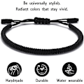 Miniatyrbilde 4 av 8: Håndlaget tibetansk lykkearmbånd for kvinner, menn, tenåringer, justerbar størrelse vennskapsgave håndlaget tau flettet chakra armbånd Black