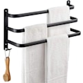 Miniatyrbillede 1 af 6: Håndklædeholder, håndklædestativ, rustfrit stål, vægmonteret, 3 niveauer, badeværelse/køkken håndklædeholder (sort, 50 cm)
