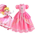 Super Mario Brothers Barn Prinsesse Peach Kjole til Halloween 130cm