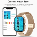 Miniatyrbild 5 av 5: Vattentät Smart Watch Dam Herr Fitness Tracker Watch Armband gold