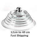 Miniatyrbild 1 av 6: Rostfritt stål Tjockt Transparent Härdat Glas Lock lock Soppgryta Kastrull Stekpanna Wok Lock Med Knopp Kök Spis Del 36cm