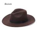 Miniatyrbilde 1 av 8: Filt hatter for menn og kvinner, cowboyhatter, sceneopptredener, dansefester, jazz, Panama, vinter og høst Brun Brown No,