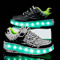 Miniatyrbillede 3 af 5: Dobbelthjul LED Lysende Sko Q7-yky.29 Sort[JUN] Black 29