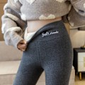 Miniatyrbild 1 av 3: Dam Vinter Sherpa Fleecefodrade Leggings Termiska Varma Byxor Stretchy Tjock Mjuk Mörkgrå Dark Gray 3XL