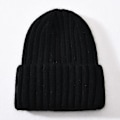 Miniatyrbillede 1 af 5: Vinterhue i silke og satin, unisex, tyk og chunky, stribet, varm, blød, højkvalitets cashmere, strikket hue Black