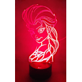 Miniatyrbillede 6 af 7: Prinsesse Elsa 3D Natlampe LED Illusion Lampe Sengelampe Bordlampe, 7 Farveskiftende Lys med Akryl Plade & ABS Base & USB Oplader