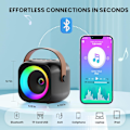 Miniatyrbillede 2 af 5: Mini Karaoke Maskine, Bærbar Bluetooth Karaoke Højttaler med 2 Trådløse Mikrofoner og Festlys