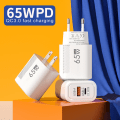 Miniatyrbillede 3 af 7: Hurtigoplader USB C, GaN PD 65W oplader, Samsung S22, S21, iPhone 14, 13, Xiaomi, Huawei, LG, Quick Charge 3.0 EU White