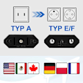 Miniatyrbild 2 av 5: 4-pack USA till EU Reseplugg USA-kontakt till 2-polig Euro/Tyskland-kontakt A