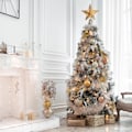 Miniatyrbilde 4 av 5: 1 stjerne for juletretopp i gull med glitter og 10 LED-lys, juletrepynt