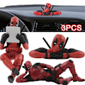 Miniatyrbillede 1 af 5: 3 stk. Deadpool figurer legetøj, model dukke bord dekoration hylde ornament præsenter