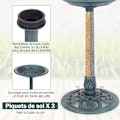 Miniatyrbillede 5 af 6: COSTWAY stående fuglefoderautomat, fuglebad med diameter 51 cm bakke, højde 72 cm, antik design grøn