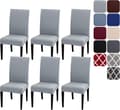 Vaskbare strekkbare stoltrekk, sett med 4 eller 6, trekk til spisestoler i lys grå [JUN] 6pcs light Grey