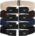 4 stykker - spændeløse bælter - Unisex - Justerbart spænde - elastisk linning - Bælte uden spænde - Usynlig elastisk linning - 4 spænder