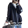 Miniatyrbilde 1 av 2: Taylor Swift Cardigan - Broderte Koselig Cardigan, Lett Slapp Høst Cardigan Genser Svart Black L